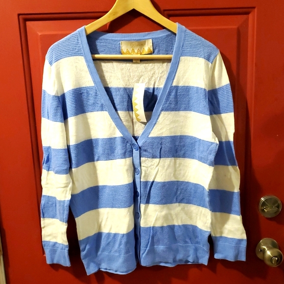 Bestow blue & white striped button down cardigan XL - Picture 8 of 9